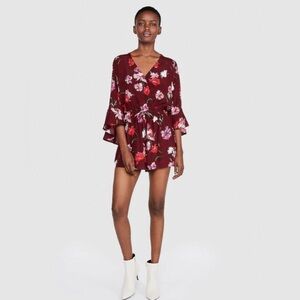 Express Burgundy Floral Jumpsuit